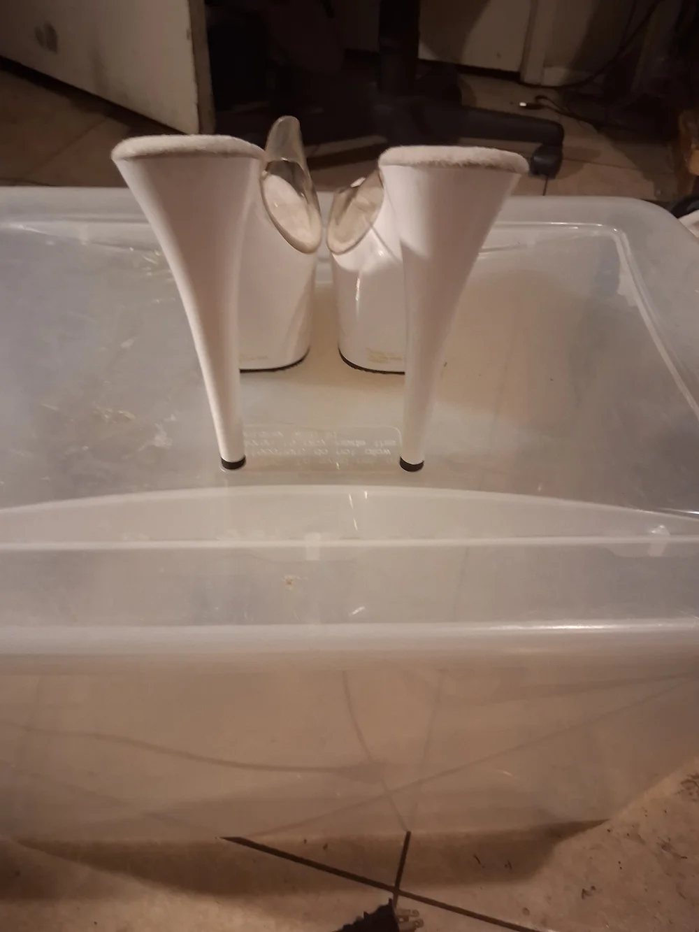 Clear PVC Platform Mule Heels in White